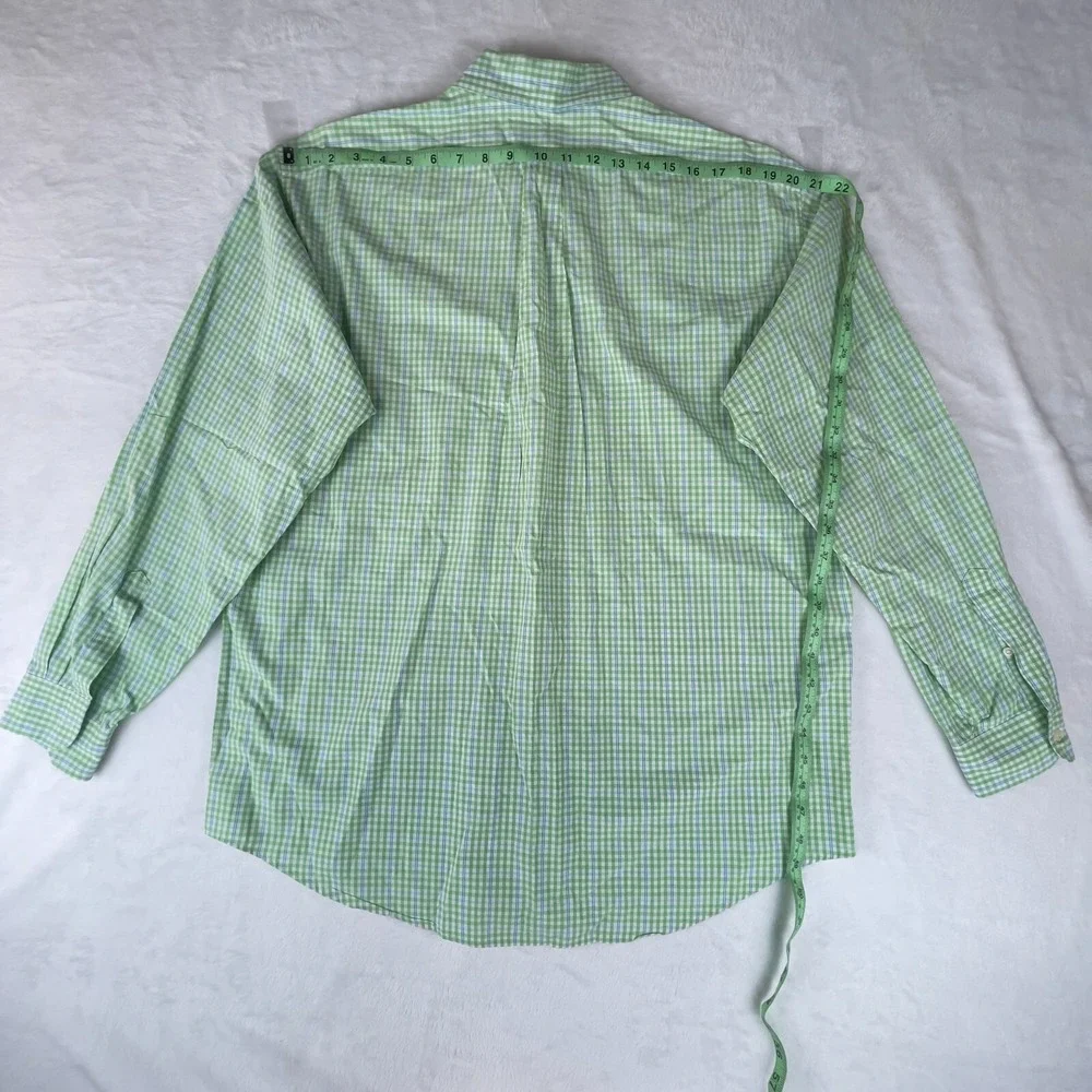 J.CREW Shirt Mens Large Green Check Cotton Long Sleeve Casual Collar Button Down